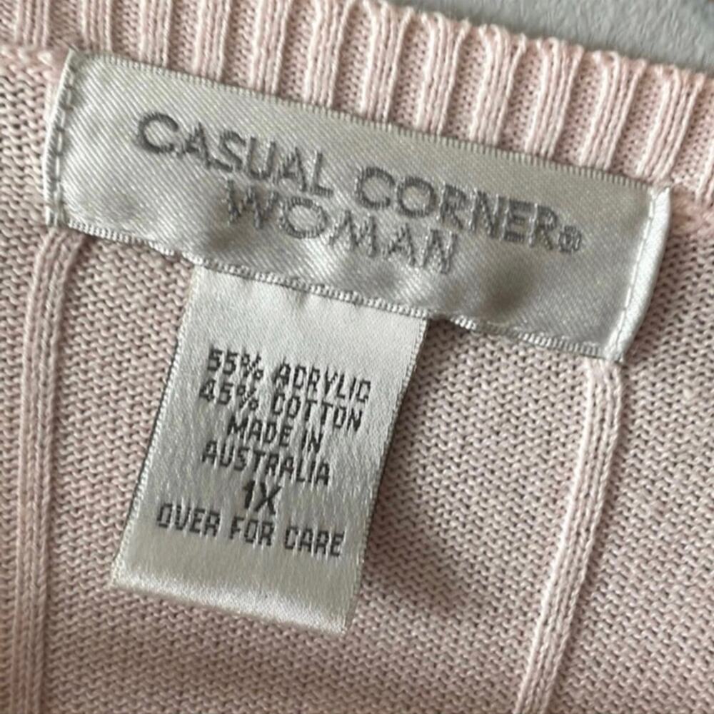 Womens Size 1x Pink Casual Corner Sweater Pink and gray 55% acrylic 45% cotton - Picture 2 of 5